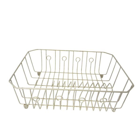 Vintage White Large Wire Dish Rack Rubbermaid Kitchen Sink Storage Organizer - Picture 2 of 9